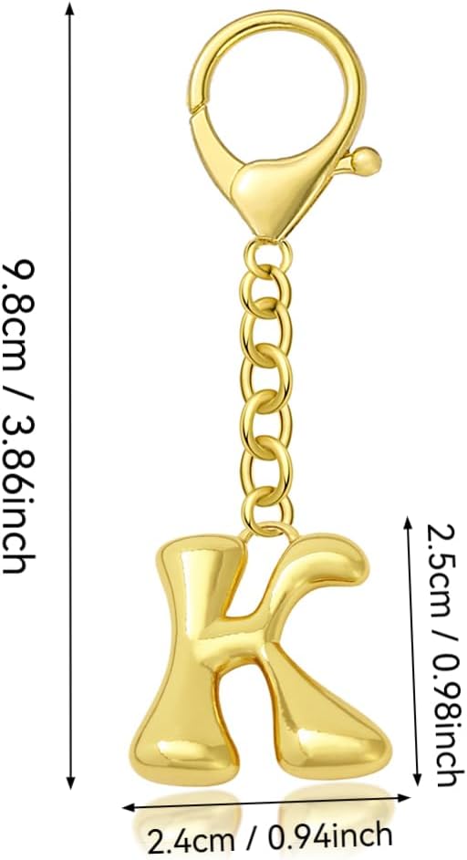 Bubble Gold Letter Bag Charms for Women, Cute Initial Keychain for Handbags - Image 5