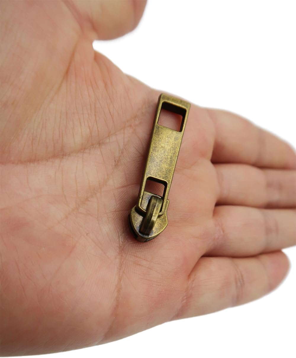 HOLSHUN #5 Zipper Sliders Zipper Pull 30pcs Bulk Heavy Duty Metal Antique Bronze Pulls for #5 Nylon Coil Zippers Replacement #5 Sliders for Luggage Luxury Bag Hardware Luggage & DIY Craft Supplies