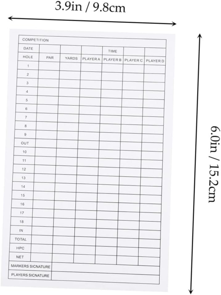 20pcs Golf Scorecards Coated Paper Score Sheets Portable Double-Sided Design for Easy Recording for Competitions and Essential Golf Course Accessory