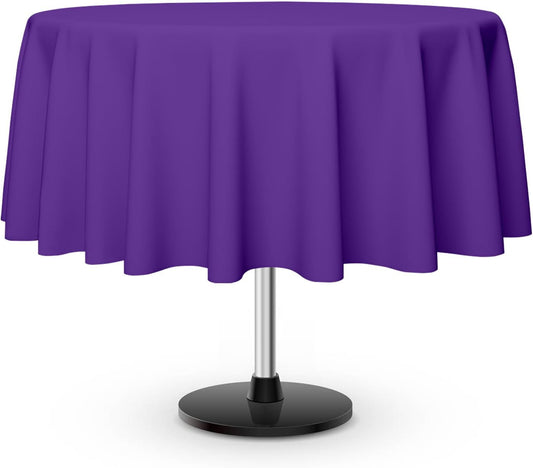 12 Pack Round Disposable Dark Purple Tablecloth, Dark Purple Plastic Table Cloths for Parties Disposable, 84x84 in Waterproof Camping Tablecloth for Birthday Party Baby Shower Picnic School