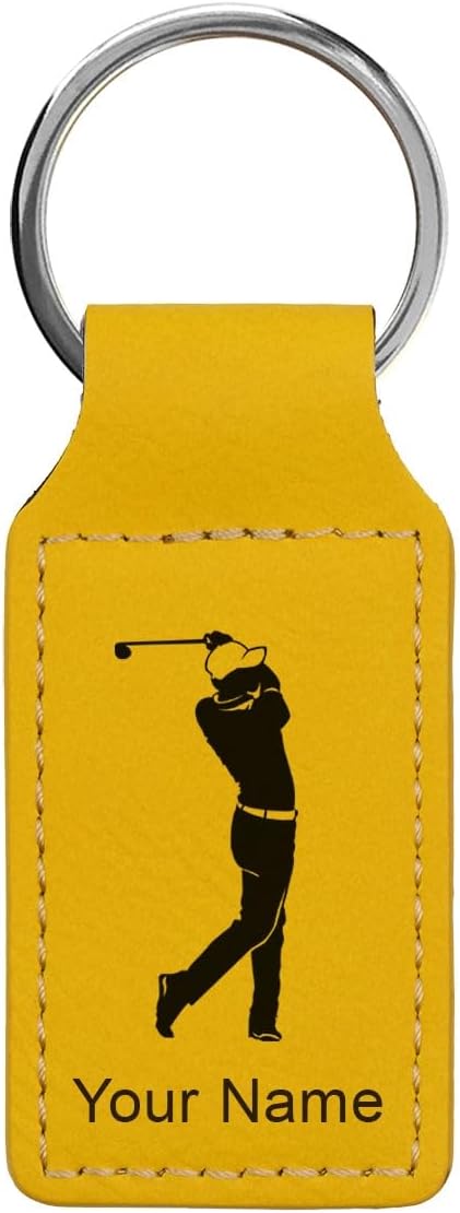 LaserGram Rectangle Keychain, Golfer Golfing, Personalized Engraving Included by LaserGramCustomEngravedGifts
