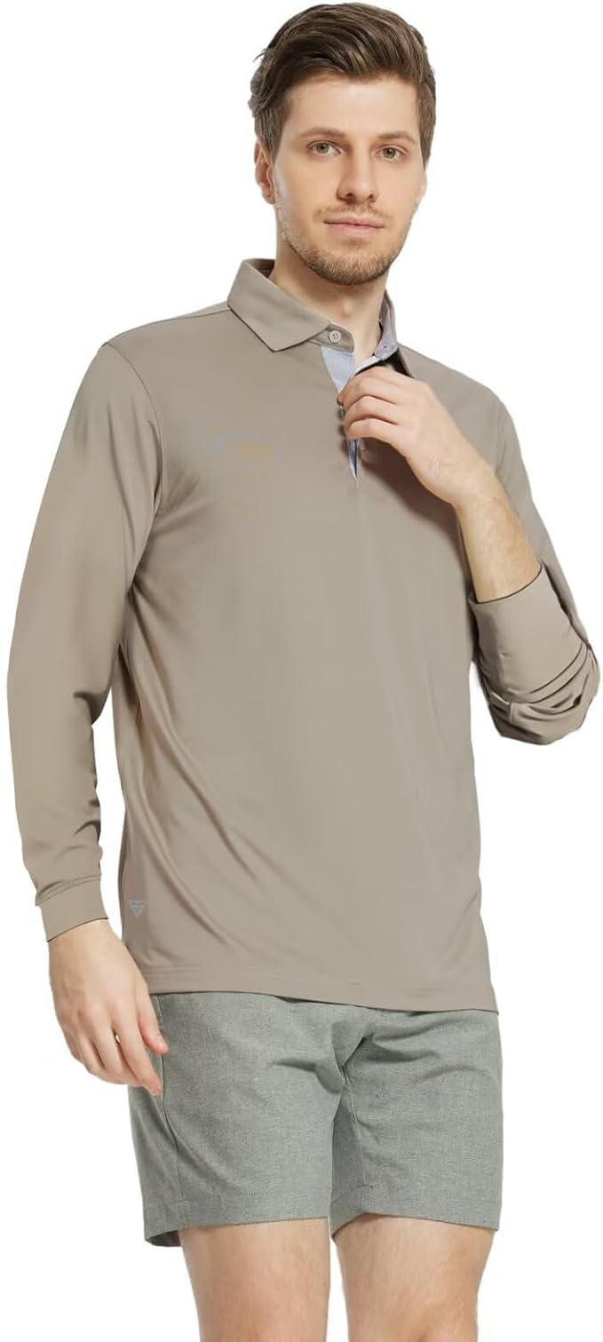 Mens Polo Shirts Short and Long Sleeve Casual Solid Stylish Dry Fit Performance - Image 3