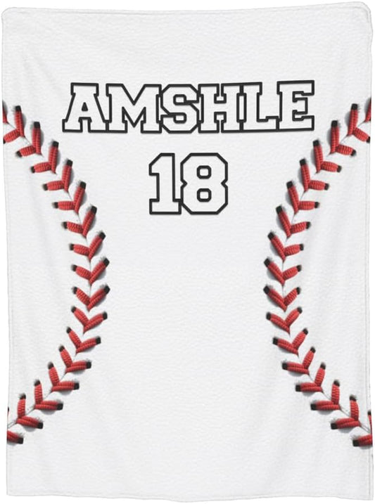 Baseball Themed Sofa Bedding Travel Throw Blanket Personalized Baseball Themed Throw-Blanket Customized Name Sports Enthusiasts Bed Blankets Gifts Custom Home Decor for Ball Sport Lovers