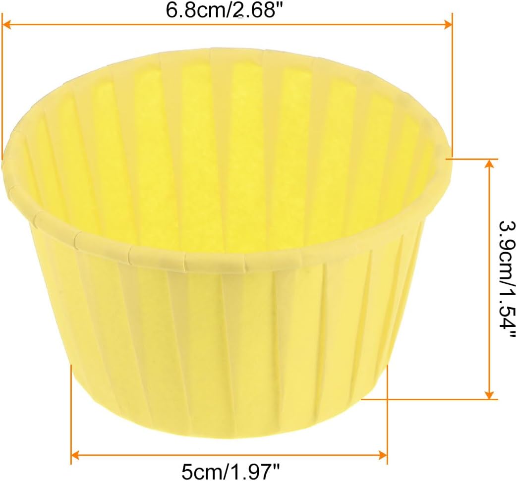 HARFINGTON 50Pcs Cupcake Baking Cups 3.5oz Standard Size Paper Cupcake Liners Greaseproof Wrappers Disposable for Wedding Birthdays Christmas Dessert, Yellow