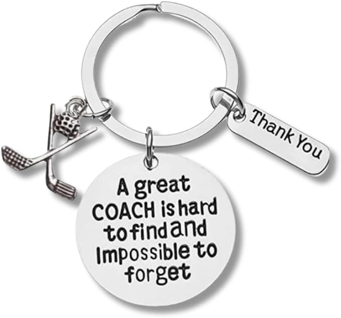 Golf Coach Keychain, Golf Coach Gifts, Great Coach is Hard to Find But by Sportybella