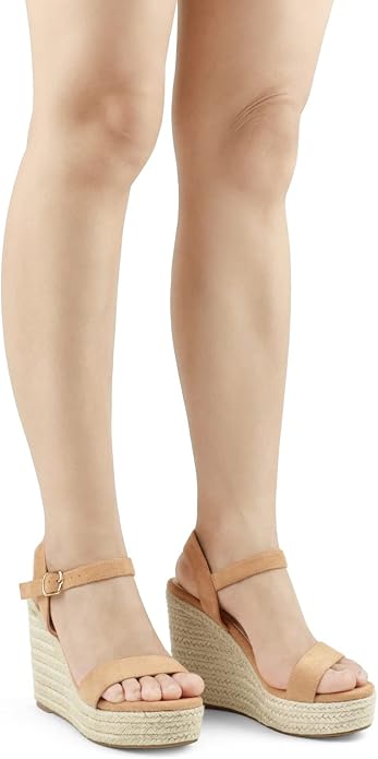 JOY IN LOVE Womens Espadrilles Wedge Sandals Platform Heels Ankle Strap Open - Image 4