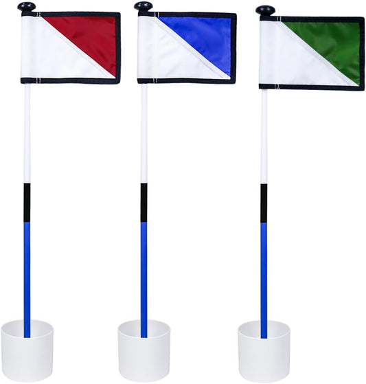 Golf Flagstick 3ft,Golf Flag Hole Cup Set Double-Sided Putting Green Flags for Backyard Putting Green Driving Range Practice Two-Section Design Portable