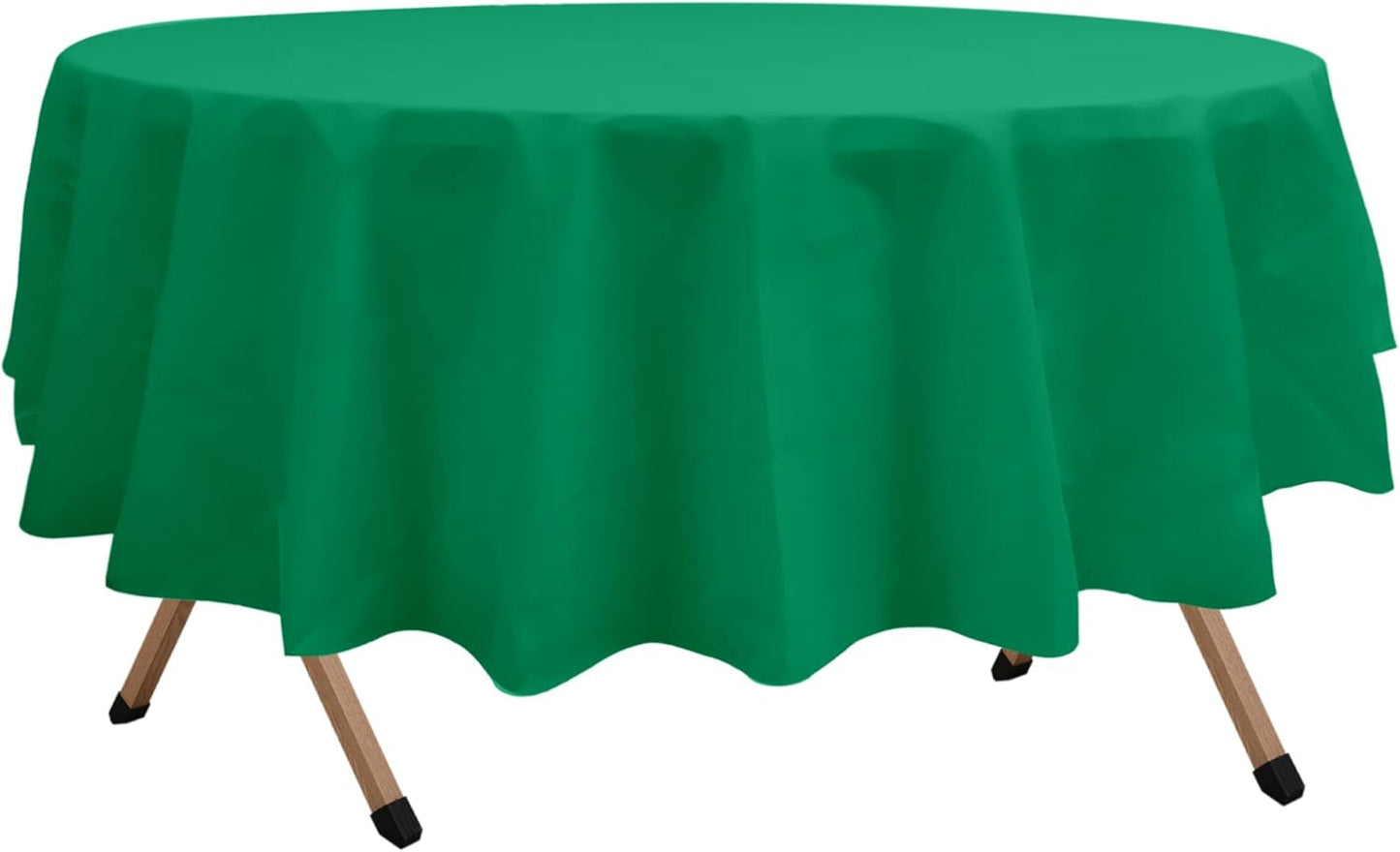 2 Pack Emerald Green Premium Plastic Tablecloth Round 84 Inches Reusable Oliver Dark Green Decorative Table Cover for Dining, Wedding, Party, Indoor and Outdoor use