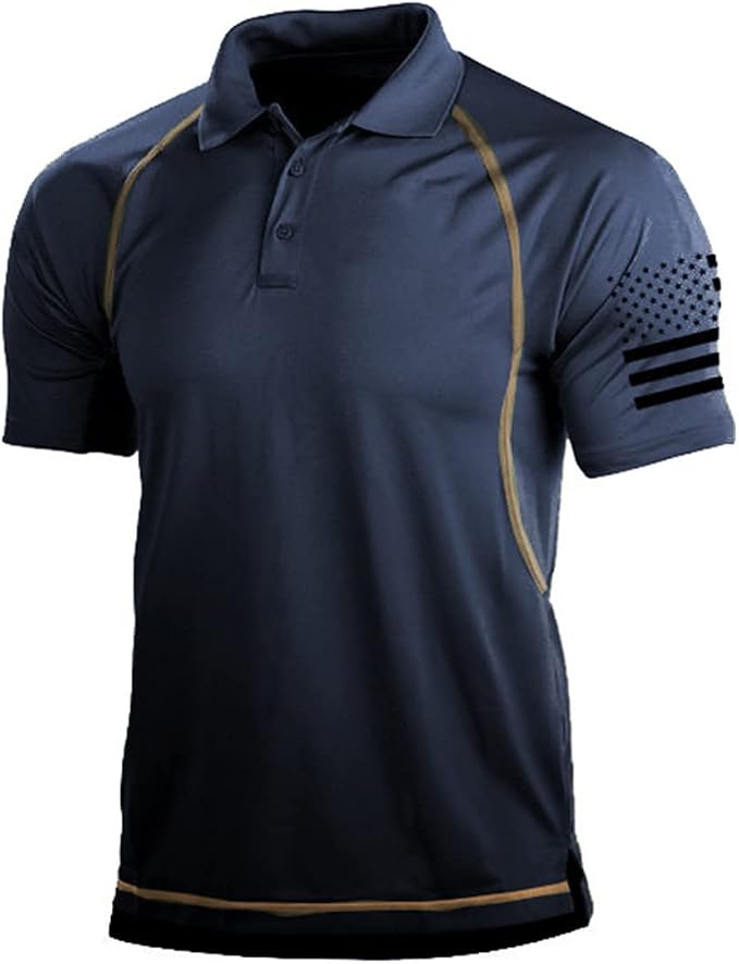 HARGLESMAN Men's 1776 Independence Day American Flag Short Sleeve Polo Golft by HARGLESMAN