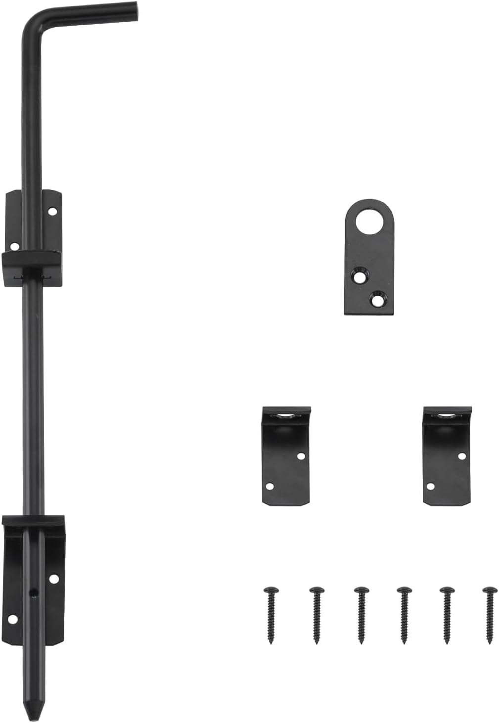 HOME MASTER HARDWARE 18" Cane Bolt, Heavy Duty Gate Drop Rod, Cane Bolts for Gates, Fence Gate Hardware, Metal Gates Doors Stopper for Gate Ground, Black