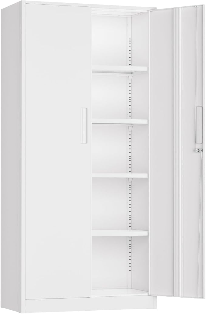 INTERGREAT White Metal Storage Cabinet, Tall Metal Cabinet by INTERGREAT