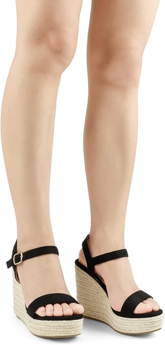 JOY IN LOVE Womens Espadrilles Wedge Sandals Platform Heels Ankle Strap Open - Image 4