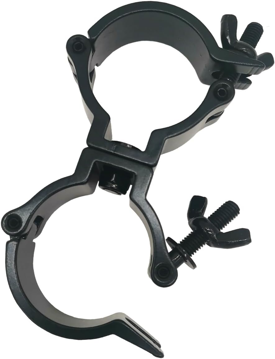 1.88-2 Inch Lighting Truss Dual Swivel Coupler DJ Light Clamps Heavy Duty Aluminum Alloy 220 Lbs for 48-51 mm Pipe Black for Stage Lights Black 1 Piece