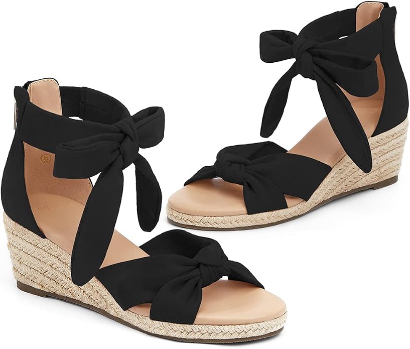 LAICIGO Womens Espadrilles Wedge Sandals Back Zipper Closure Open Toe Platform - Image 4
