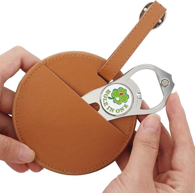 Leather Golf Tees Holder with 5 PCS Wooden Golf Tees 3-1/4 Inch Hook to Golf - Image 4