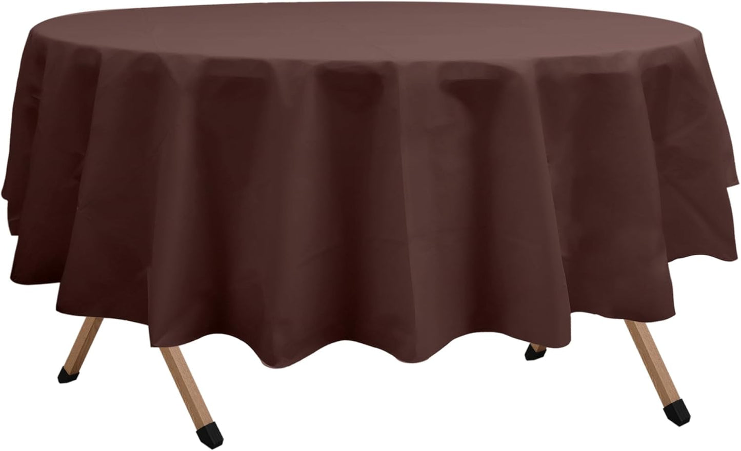 2 Pack Brown Premium Plastic Tablecloth Round 84 Inches Reusable Coffee Brown Decorative Table Cover for Dining, Wedding, Party, Indoor and Outdoor use