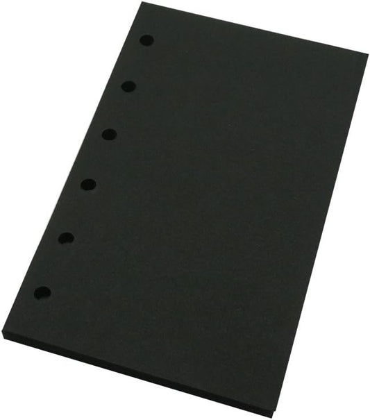 Harphia A7 Planner Refill Pocket Planner Refills 6 Ring Binder Refill Blank Paper, A7 Agenda Refill 40 Sheets 100gsm Black Plain Paper-A7 3.23'' x 4.92'',