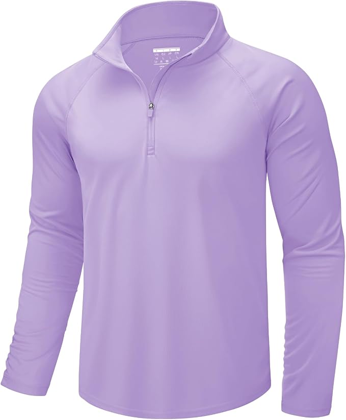 CRYSULLY Men's Long Sleeve 1/4 Zip Shirts Sun Protection Pullover UPF 50+ Rash by CRYSULLY
