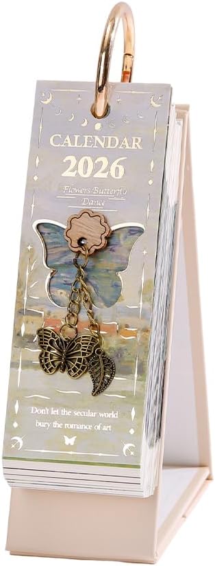 2026 calendar desk calendar 2026 January-December Calendar - Oil Painting Themes with Inspiring Quotes for Each Page, 8.7" x 4" Desk Planner for Office Home Planning & Organizing