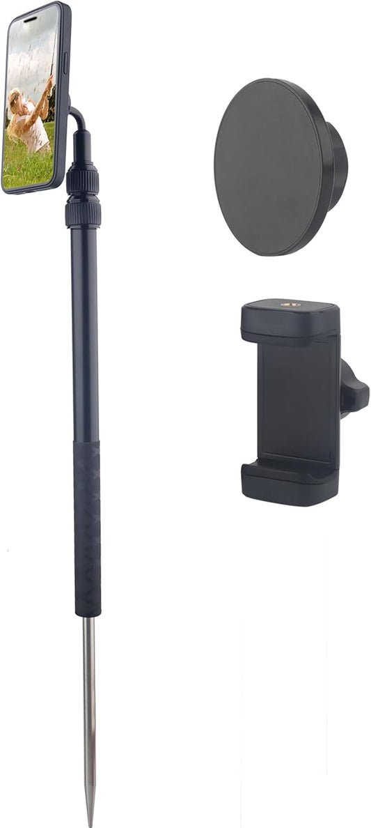 Golf Tripod Selfie Stick with Stake Spike for Golf Swing Training, Extendable Magnetic Cell Phone Golf Tripod Stand, Golfpod for Magsafe, for Insta 360 Cameras