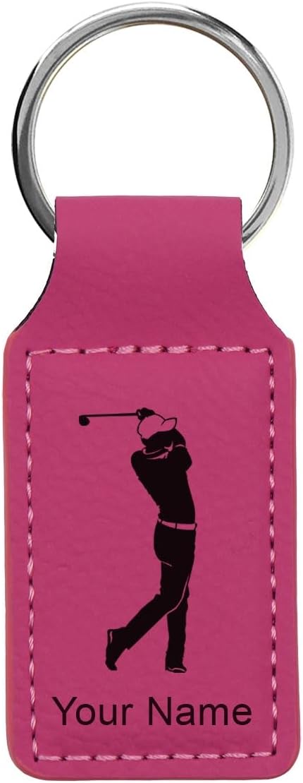 LaserGram Rectangle Keychain, Golfer Golfing, Personalized Engraving Included by LaserGramCustomEngravedGifts