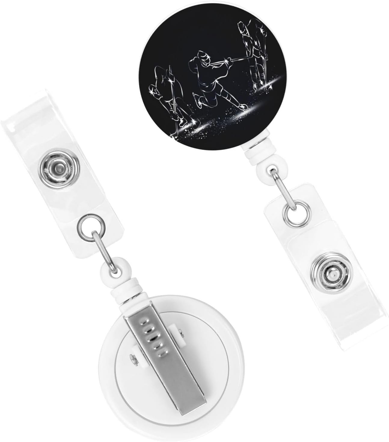 Ice Hockey Badge Reels Retractable Badge Holder with Clip for Id Name Tag Office Worker Student Teacher Nurse Doctor