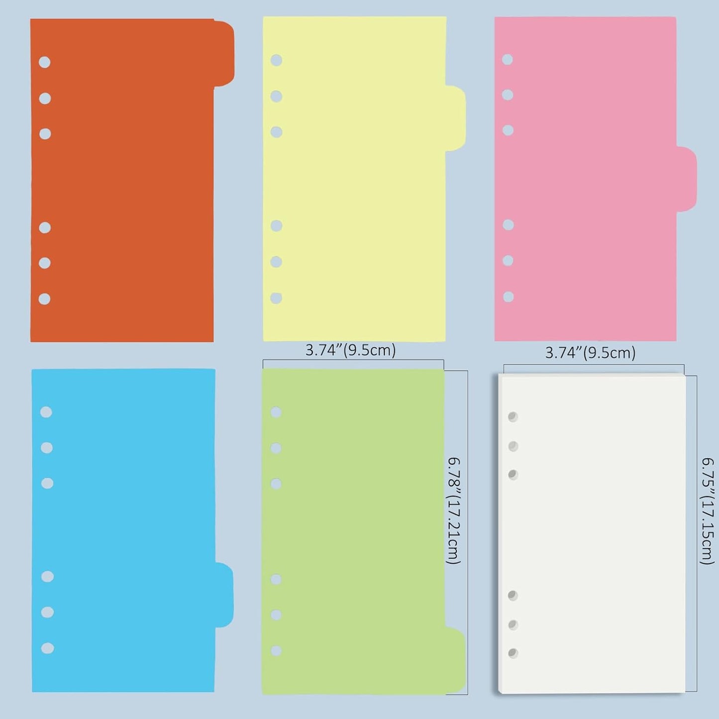 Harphia A6 6 Holes Binder Refill Value Set, 90sheets Plain Blank Loose Leaf Paper with Stickers and dividers, Planner Inserts with Binder Pockets for A6 Binder 6 Holes refillable Notebook,005dA6blank