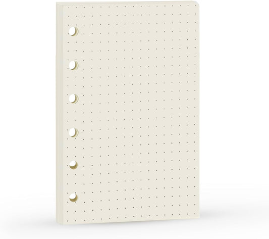 A7 Dotted Design Planner Refill 6 Holes Notebook Binder Refills, A7 Dot Matrix Planner Inserts for Filofax 100gsm Paper Pocket Size, 4.84 x 3.23'', Harphia