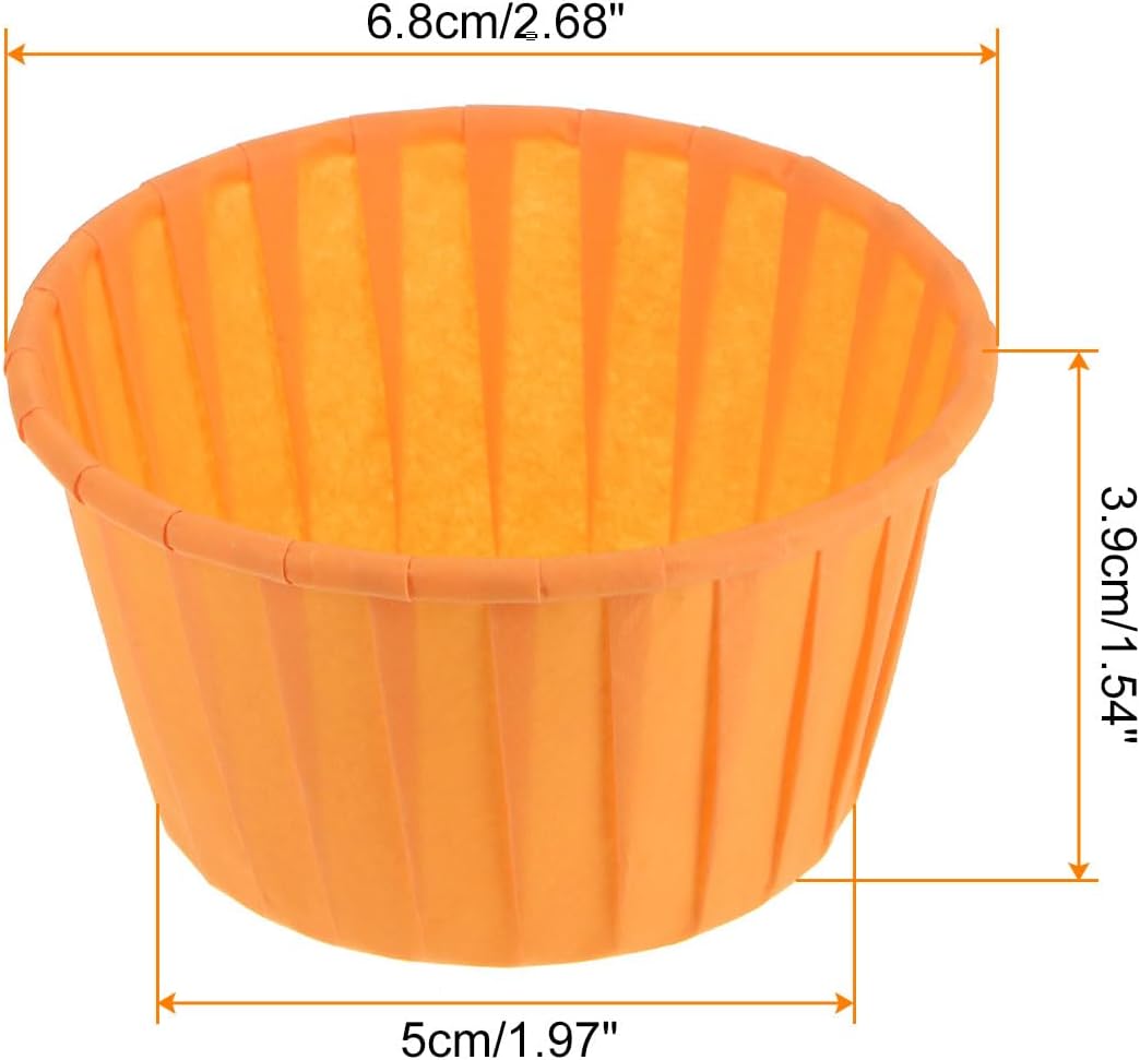 HARFINGTON 100Pcs Cupcake Baking Cups 3.5oz Standard Size Paper Cupcake Liners Greaseproof Wrappers Disposable for Wedding Birthdays Christmas Dessert, Orange