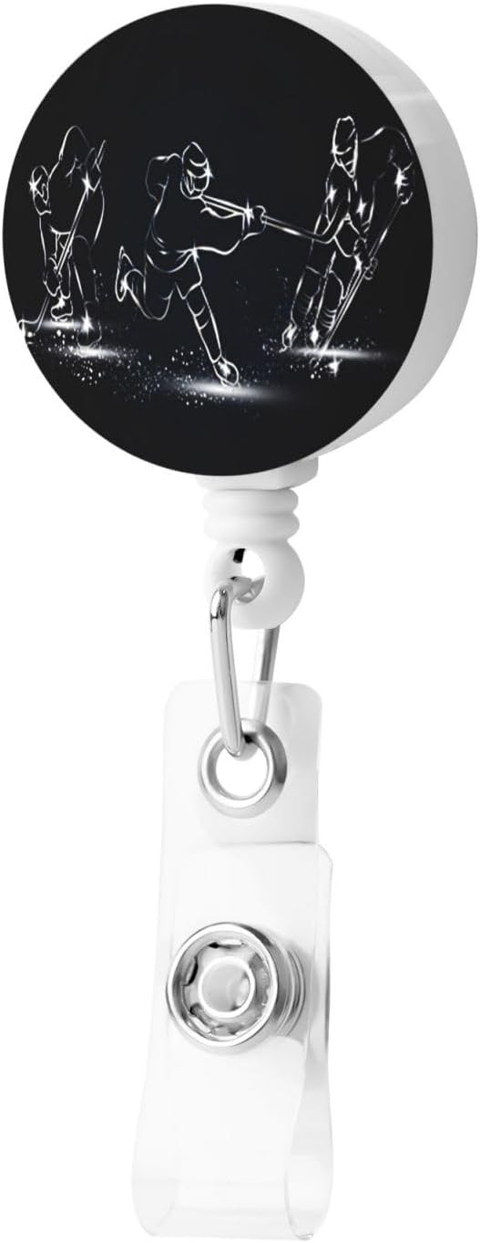 Ice Hockey Badge Reels Retractable Badge Holder with Clip for Id Name Tag Office Worker Student Teacher Nurse Doctor