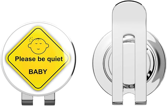Please Be Quiet Baby Face Warning Sign Golf Hat Clip - Image 2
