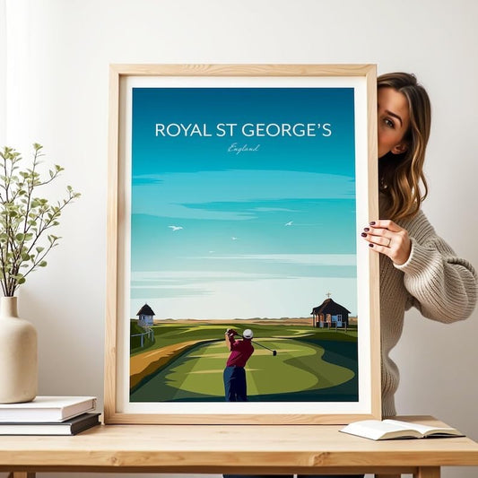 Golf Print Royal St George's - The Open Championship; Royal St George's Golf Poster; England Golf Course Art; British Open Championship Print (Unframed) (27x40)