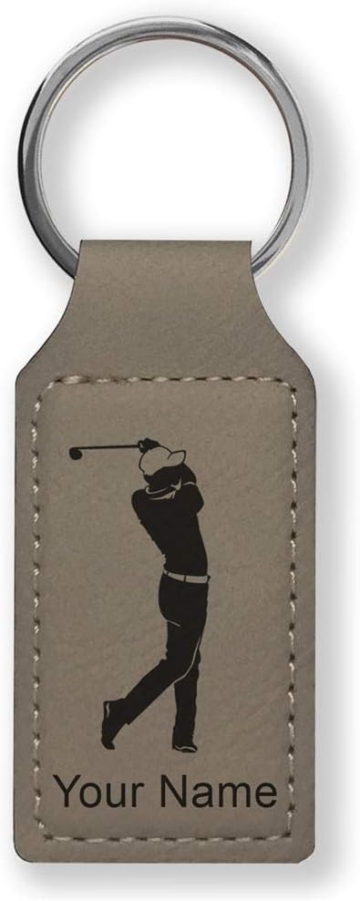LaserGram Rectangle Keychain, Golfer Golfing, Personalized Engraving Included by LaserGramCustomEngravedGifts