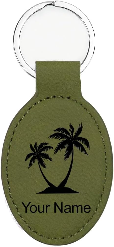 LaserGram Oval Keychain, Palm Trees, Personalized Engraving Included by LaserGramCustomEngravedGifts