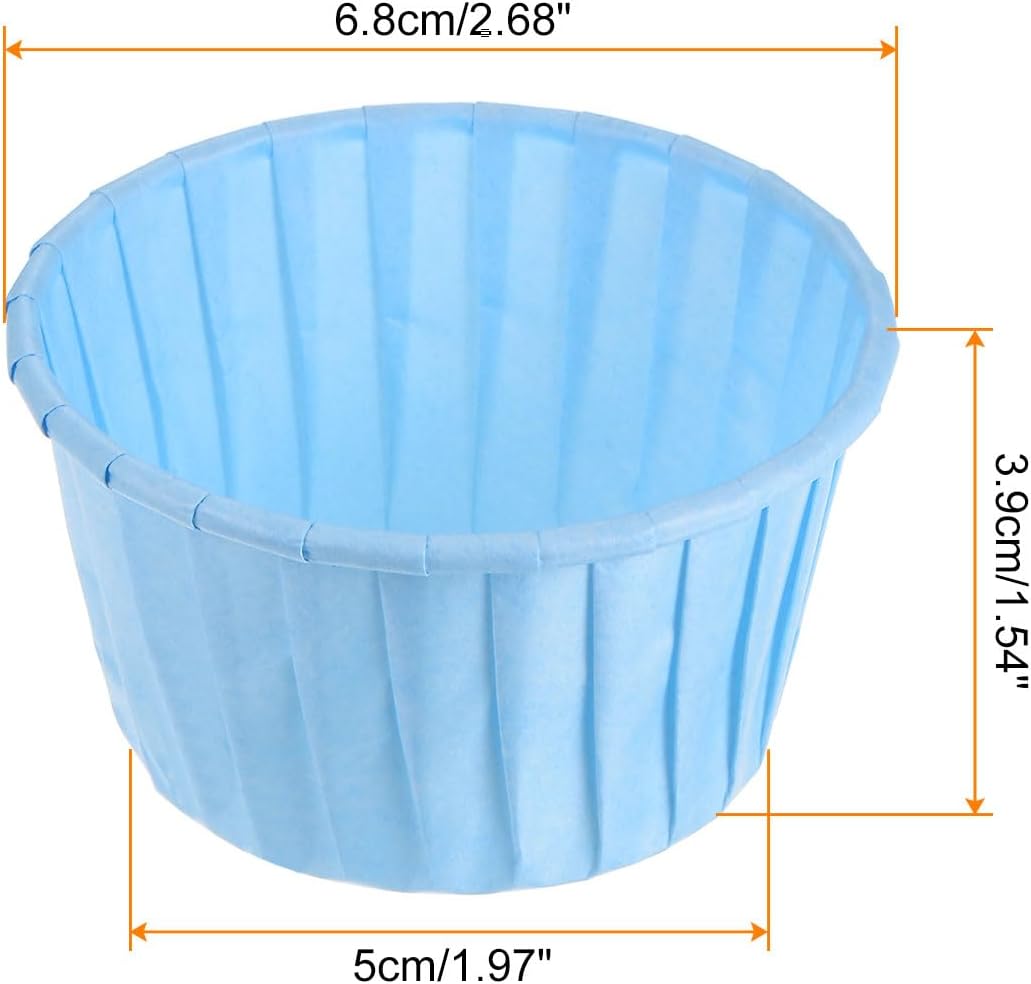 HARFINGTON 100Pcs Cupcake Baking Cups 3.5oz Standard Size Paper Cupcake Liners Greaseproof Wrappers Disposable for Wedding Birthdays Christmas Dessert, Blue