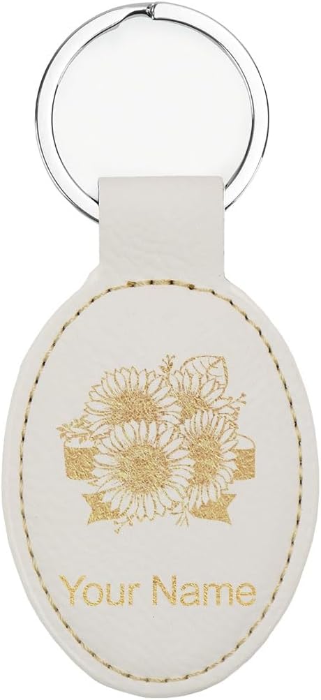 LaserGram Oval Keychain, Sunflowers, Personalized Engraving Included by LaserGramCustomEngravedGifts