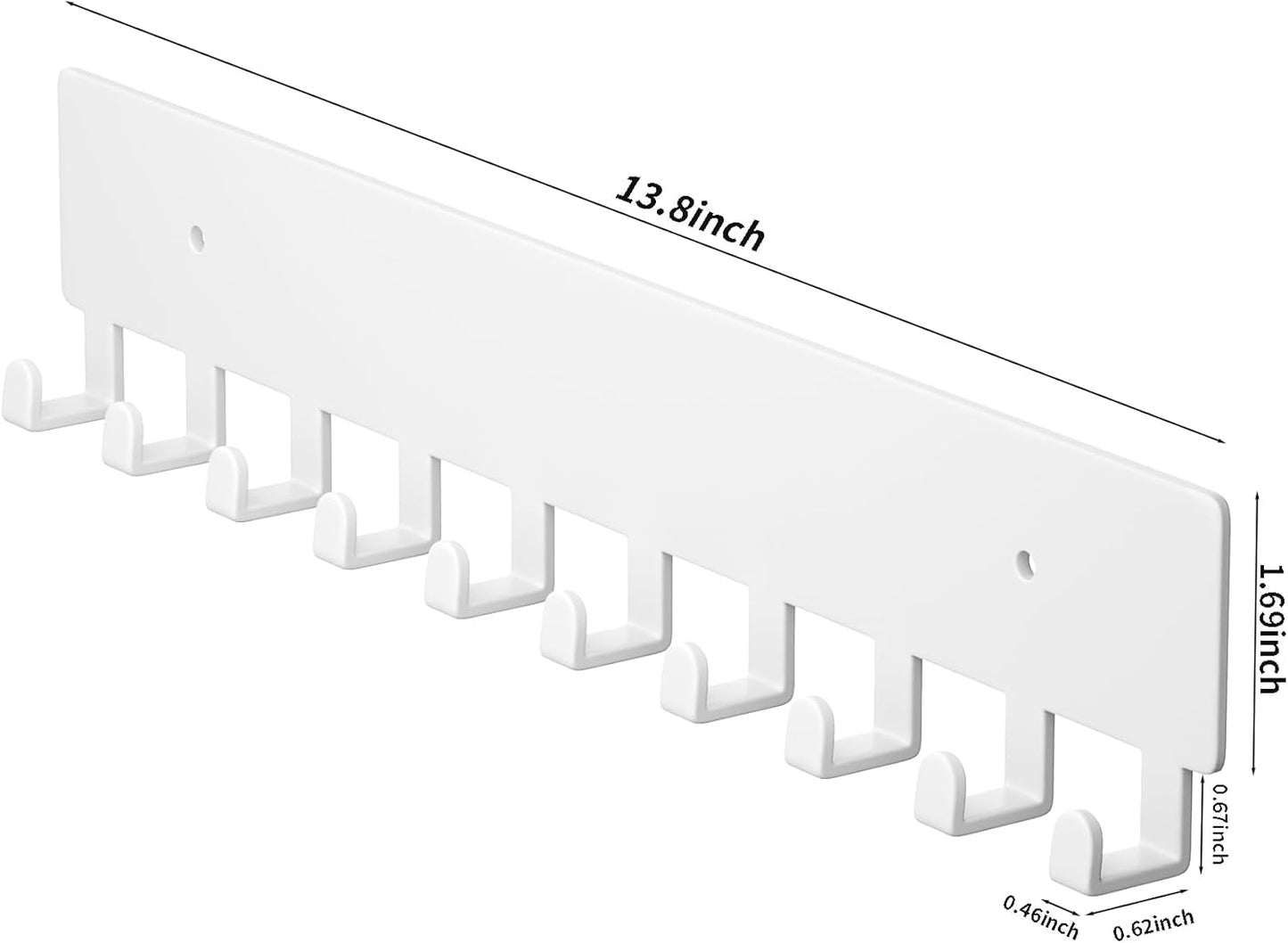 GTK Key Holder for Wall, Key Hooks with 10 Hooks, Wall Mounted Key Holder for Hallway, Self Adhesive Key Rack(White)