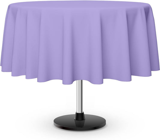12 Pack Round Disposable Light Purple Tablecloth, Light Purple Plastic Table Cloths for Parties Disposable, 84x84 in Waterproof Camping Tablecloth for Birthday Party Baby Shower Picnic School