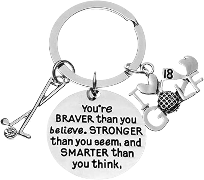 Golf Keychain, You’re Braver Than You Believe, Golf Jewelry by Sportybella