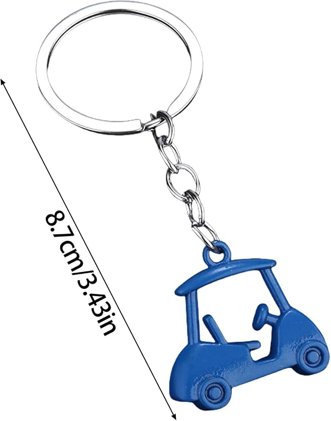 Pack Of 2 Zincs Alloy Realistic Golf Cart Keychains Golf Themed Holder - Image 4