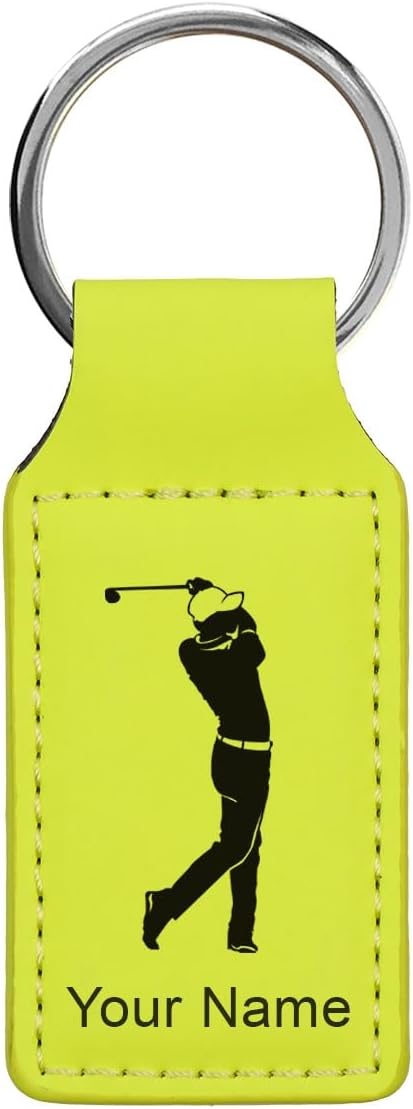 LaserGram Rectangle Keychain, Golfer Golfing, Personalized Engraving Included by LaserGramCustomEngravedGifts