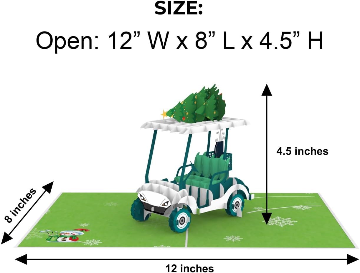 iGifts And Cards Golfing Through the Holidays 3D Pop Up Card - 6 x 8 mas Greeting with Envelope & Notecard, Seasonal Wishes, Christmas Joy on the Course, Ideal Holiday Card for Golf Enthusiasts