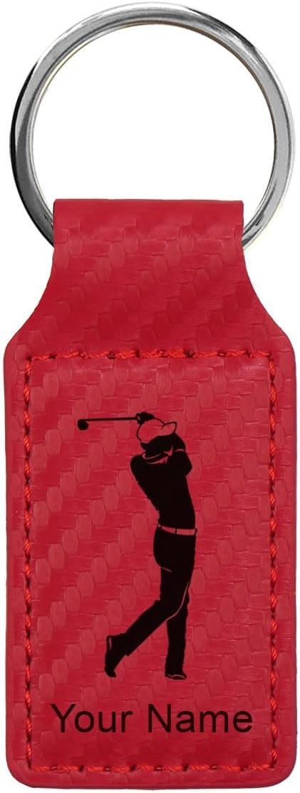 LaserGram Rectangle Keychain, Golfer Golfing, Personalized Engraving Included by LaserGramCustomEngravedGifts