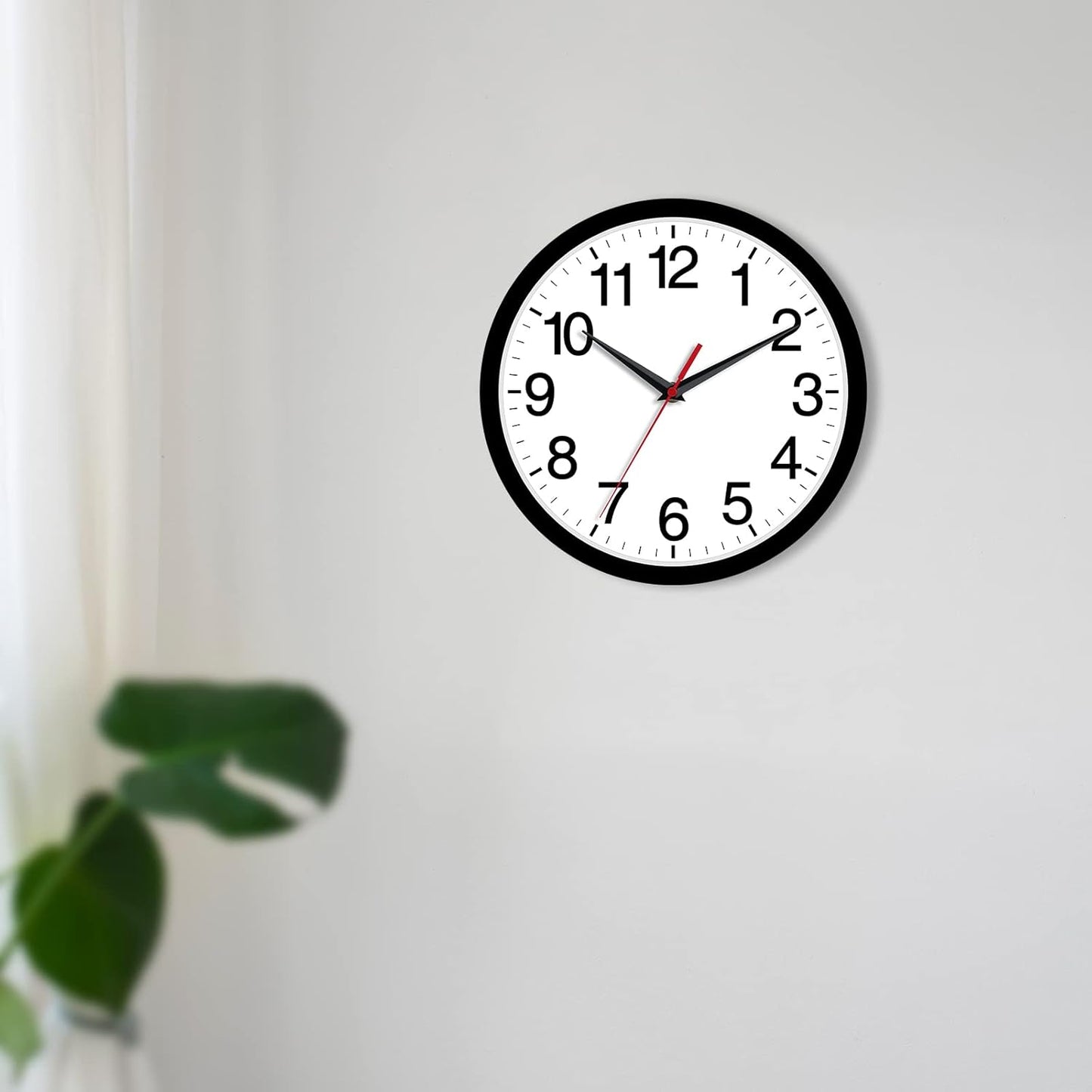 12 Inch Wall Clock Modern Battery Operated Silent Non Ticking Analog for Bedroom Office Living Room Home Kitchen Bathroom(Black)