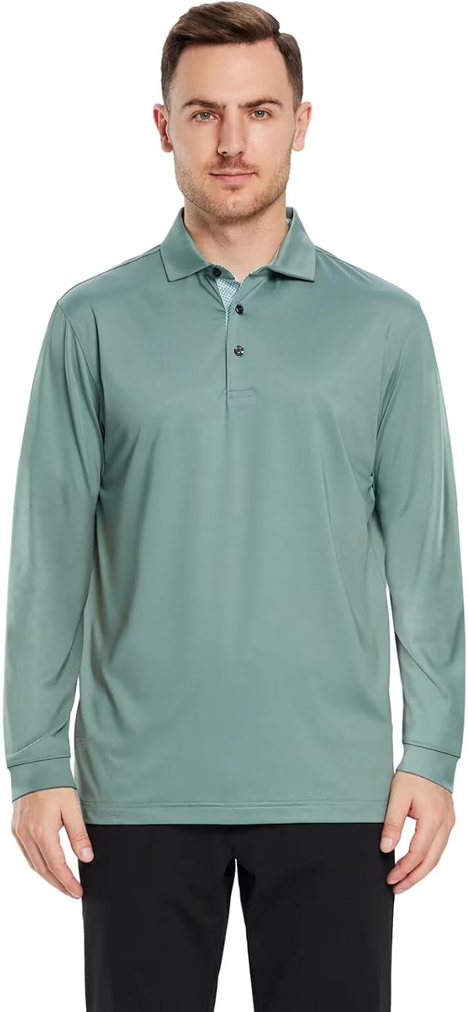 Mens Polo Shirts Short and Long Sleeve Casual Solid Stylish Dry Fit Performance - Image 3