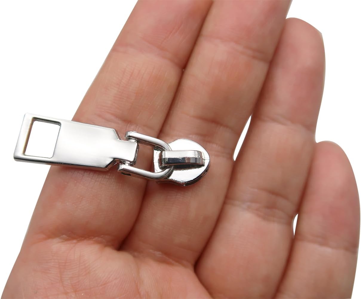 HOLSHUN #5 Zipper Sliders Zipper Pull 30pcs Bulk Heavy Duty Metal Silver Pulls for #5 Nylon Coil Zippers Replacement Luxury Bag Hardware Luggage & DIY Craft Supplies
