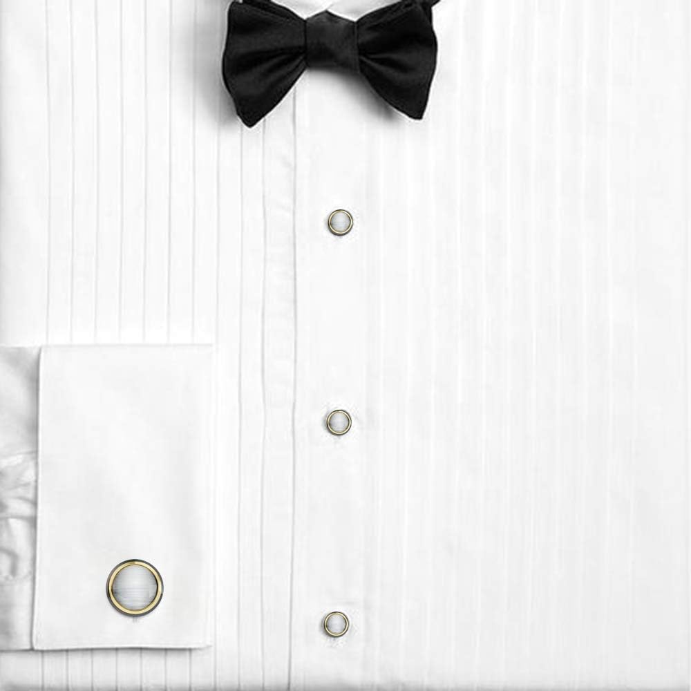 HAWSON Cufflinks and Studs for Men-Fashion Men Vintage Enamel Carbon Fiber Tuxedo Shirt Cufflinks and Studs Set for Regular Wedding Business Accessories