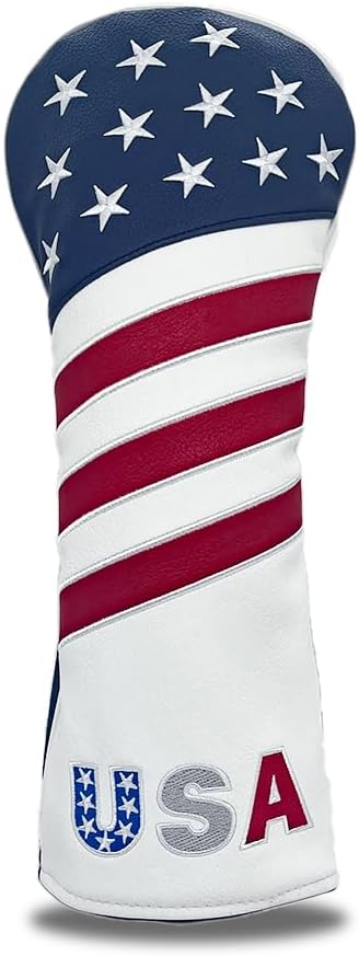 Golf American Style Head Cover Golf Club Blue and White Leather Headcovers Set by Unknown