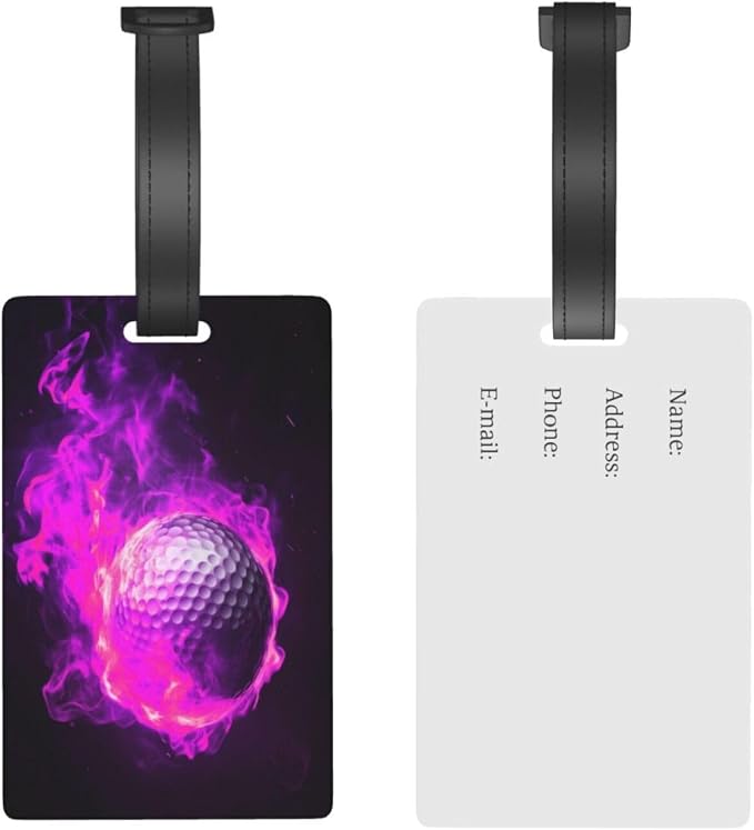 Pink Flame Golf Luggage Tag Suitcase Identify Labels Personalized Travel Bag - Image 5