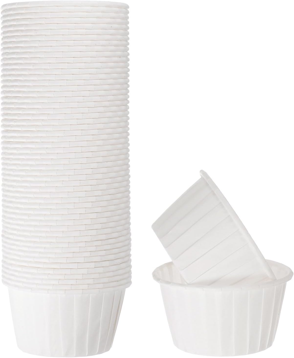 HARFINGTON 50Pcs Cupcake Baking Cups 3.5oz Standard Size Paper Cupcake Liners Greaseproof Wrappers Disposable for Wedding Birthdays Christmas Dessert, White
